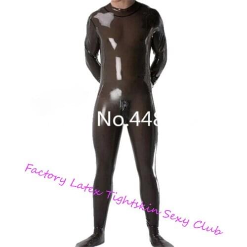 Fashion Full Body Latex Catsuit Men Sexy Fetish Rubber Club Bodysuits Costume with Crotch Zip Plus Size teddies lingerie