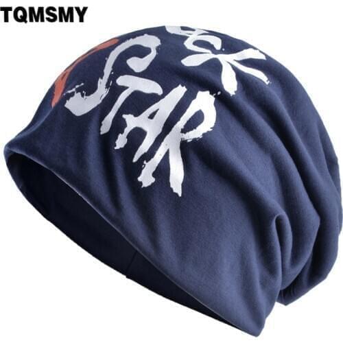 TQMSMY Streetwear Beanies Men Spring Autumn Soft Hats Solid Color Letter Skullies Beanies Fashion Hip Hop Rock Loose Beanie E58