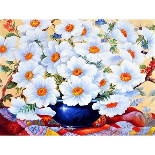 Flower DIY Cross Stitch Embroidery 11CT Kits Craft Needlework Set Cotton Thread Printed Canvas Home Decoration Hot Wholesale