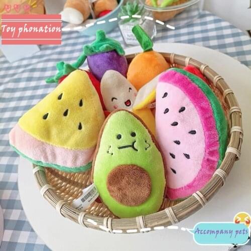 Nailhouse Sounding Puppy Dog Chew Toys Fruit Squeak Toy For Cat Pets Plush Chew Puppy Training Toy Squeaky Toy For Pet Supplies