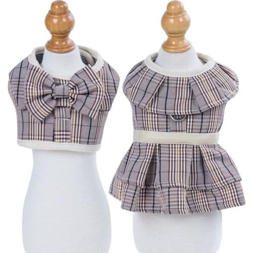 New Puppy Clothing Cat Pet Dog Leash Harness Skirt Pomeranian Dog Dresses For Small Dogs Maltese Poodle Vest Schnauzer Outfit