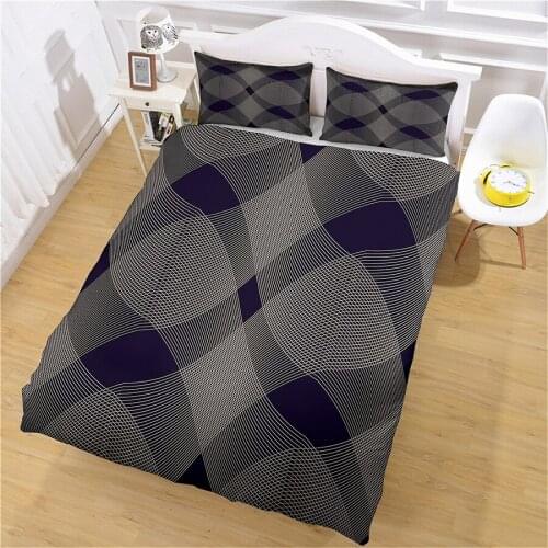 Comforter Bedding Sets Black Gray Stripes Printed Home Duvet Cover Sheet Full Size Bedroom Luxury Pillow Case Cool Fashion Silky