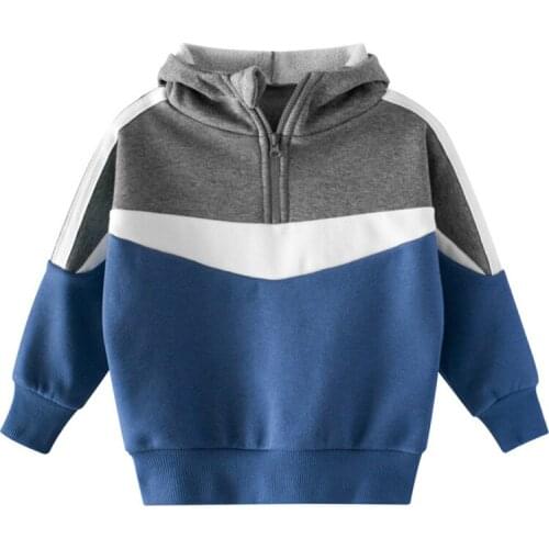 2-7 Years Baby Boys New Autumn Winter Coat Toddler Baby Kids Girls Clothes Hooded Splicing Sweatshirt Tops Children Cute Clothes