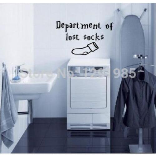Department of lost socks Quote Laundry room Bathroom Wall Art Decal Sticker Home Decor Removable DIY wall sticker Poster