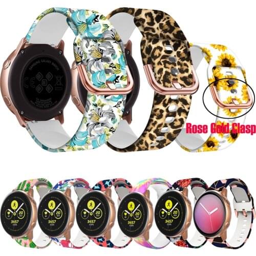 20mm Silicone Sport Strap Flower Printing Band For Samsung Galaxy Watch Active2 42mm Gear S2 Amazfit GTS/BIP S/U Huawei GT2 42mm