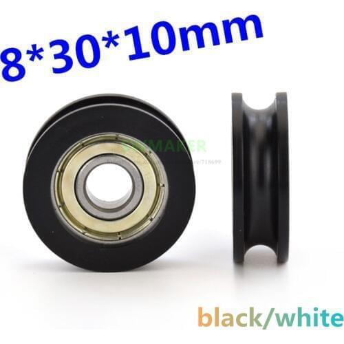 SWMAKER 8*30*10mm U type groove pulley wheel concave round Nylon bag plastic injection pulley with bearing for doors and Windows