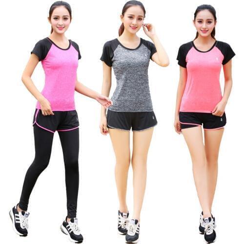 Yoga Sports 3pcs Suit Female Summer Autumn Gym Running Loose Quick Dry Fitness Running Sets 2pcs Plus Size S To 3xl Sports Sets