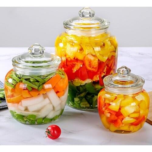 Glass bottle sealed preserved storage jar candy jar pickled vegetable jar pickled vegetable jar kimchi jar kitchen supplies