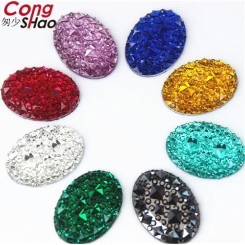 Cong Shao 100pcs 13*18mm Oval Shape Resin Rhinestone stones Crystal Flat Back Beads For Clothes Decoration Craft DIY CS600