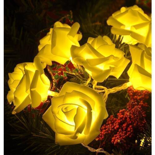 3M 20 Rose Christmas Decoration String Lights Simulation LED Light Post Lantern Lighting Fairy Lights Home Wedding Flower Party