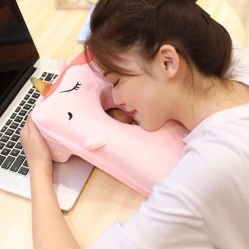 Adult Nap Desk Sleeping Pillow Office Rest Neck Pillow Back Support Pillow Memory Cotton Travel Nap Face Pillow Removable Cover