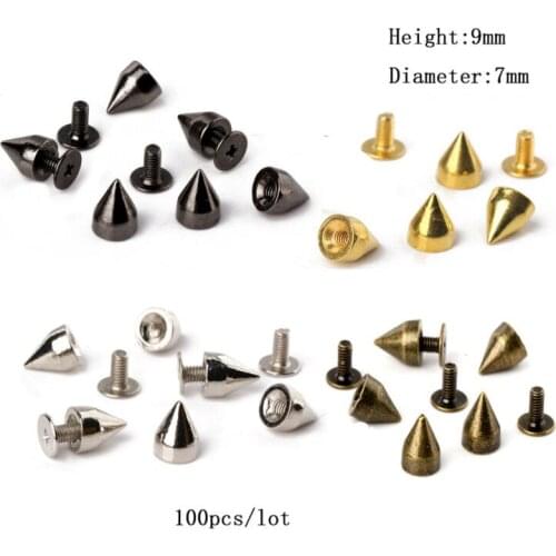 7*9mm Rivets Mix Color Metal Studs and Spikes For Clothings 100pcs/bag Silver,Gold,Black,Bronze