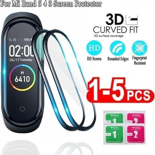 For Xiaomi Mi Band 5 4 3 Screen Protector Film Protective Glass For Smartwatch Protector Pantalla Mi Band 5 4 Watch Accessories