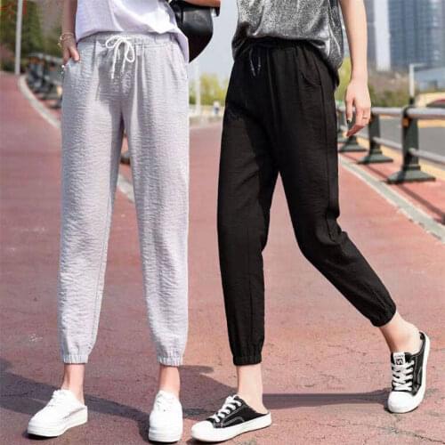 S-3XL Harem Pants Women Simple Ankle-length Leisure Chic Summer Hip-hop Trousers Womens Comfortable Ulzzang Trendy 4021124