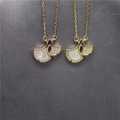 100% Original Sterling Silver S925 Necklae Shell Pearl Necklace Women Rose Gold 18K Double Skirt Pendant Clavicle Chain Jewelry