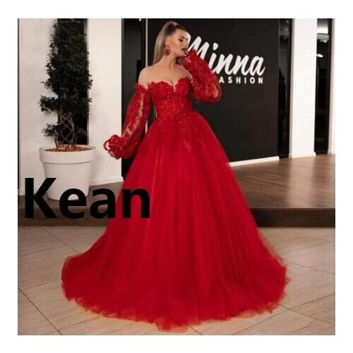 Off The Shoulder Lantern Sleeves Evening Dresses Appliques robe de soiree Evening Gowns Prom Dress Vestidos De Festa