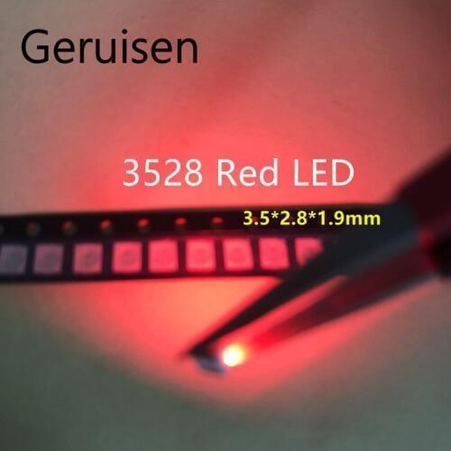 1000PCS 12-20LM 2835 Red SMD LED 0.2W high bright light emitting diode chip leds 620-625NM PLCC-2 60Ma SMD/SMT 3528 Red