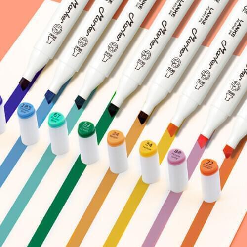 12 Colors Alcohol markers Pen Dual Headed Sweet Vitality Series Based Manga Brush Pen for Coloring Art Supplies For Artist