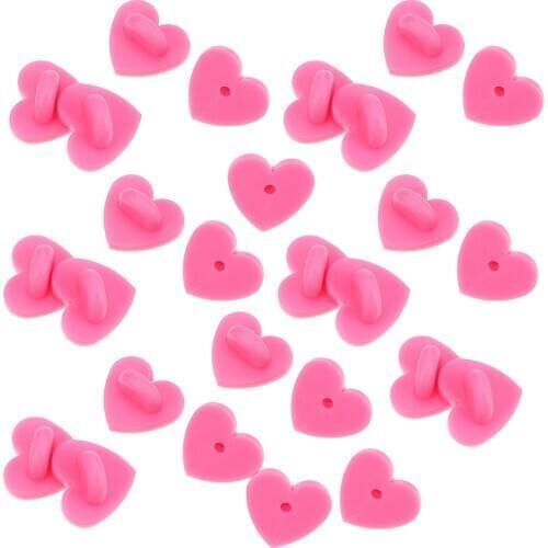200pcs Rubber Pin Backs Heart Brooch Buckle Brooch Heart Shape DIY Accessory