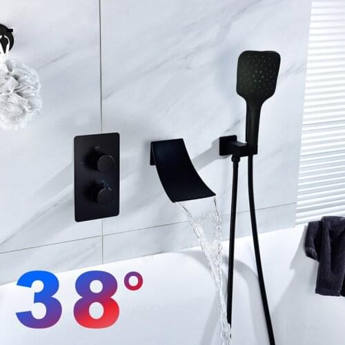 38°C Shower faucets bathtub faucet mixer bathroom mixers concealed constant temperature faucets Black shower bath sets