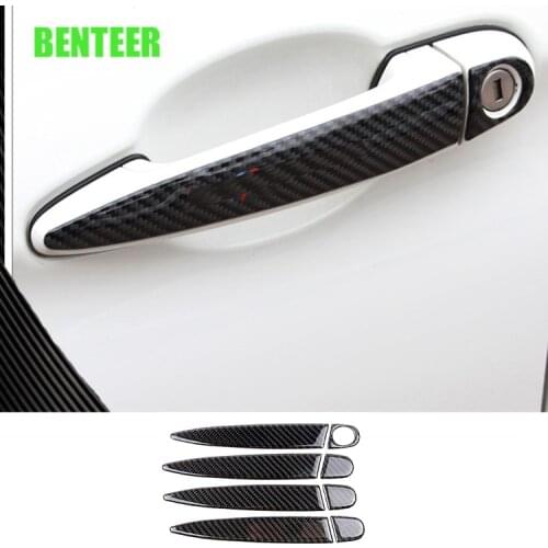 4pcs Carbon fiber car windows sticker for BMW 1 3 4 series X1 X3 X4 X5 X6