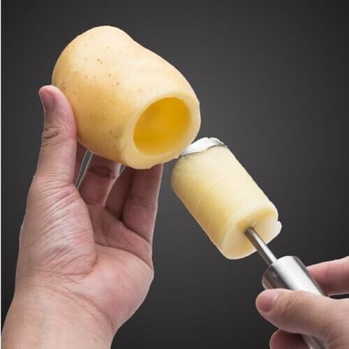 4pcs Stainless Steel Vegetable Drill Corer and Spiralizer with Handle Set for Kitchen Tool XH8Z