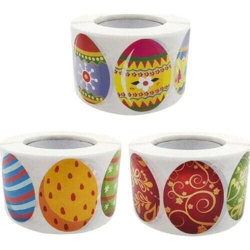 500Pcs Happy Easter Stickers Cute Easter Eggs Self Adhesive Sticker Party Candy Box Tag Label Decor