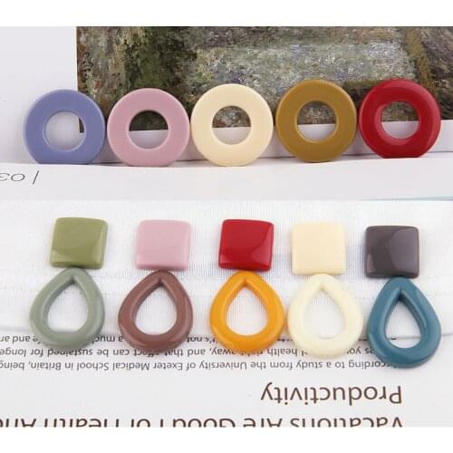 6pcs New Hot Sale Fashion Multicolor Hollow Round Drops Square Resin Sheet Geometric Earrings For Women Ear Jewelry Accessories