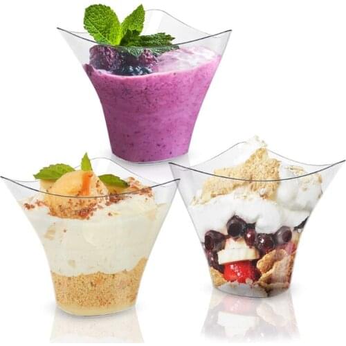 Mousse Cups Pudding Ice Cream Jelly Cake Dessert Mugs Tea Break Disposable PS Material Mugs Transparent Colors Mini Cups