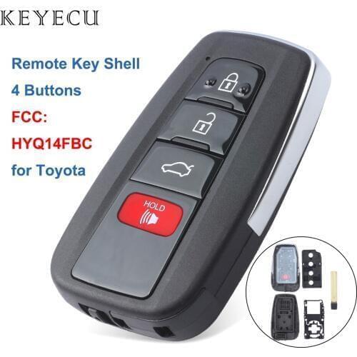Keyecu Remote Key Shell Case Fob 4 Buttons for Toyota RAV4 2019 Camry 2018-2019 Car Key Shell Case, FCC ID: HYQ14FBC