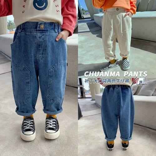 2021 New Spring Autumn Jeans Pants Boys Kids Trousers Children Clothing Teenagers Formal Outdoor High Quality