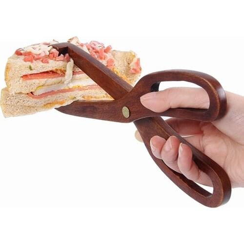 Wood Food Tongs Barbecue Steak Tongs Bread Dessert Pastry Clip Clamp Buffet Kitchen Cooking Tools