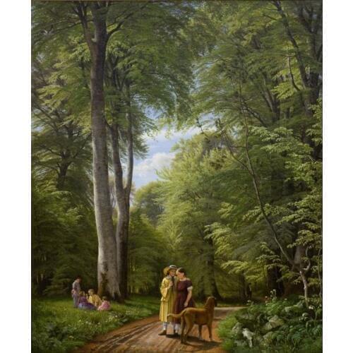 Cotton no frame classical people dog tree landscape canvas printings oil painting printed on cotton wall art decoration pictures