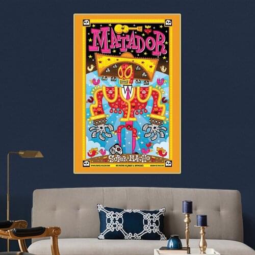 Jorge R. Gutierrez《Super Macho》Canvas Oil Painting Art Aesthetic Picture Poster Wall Hanging Decor Home Living Room Decoration