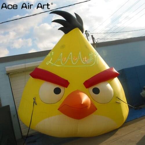 Custom 2.5m H giant inflatable angry bird for events pop up yellow bird replica cartoon model inflating by continuosly blower