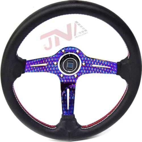 JNA 350mm Racing Steering Wheel with Purple Spoke Racing Steering Wheel