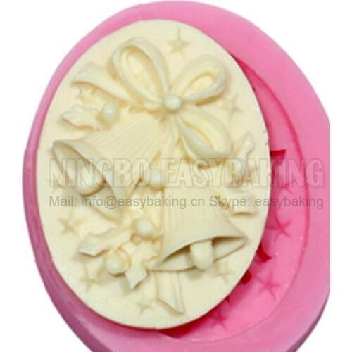 Bell Christmas Theme Lady Embossed Brooch Silicone Mould For Fondant Gum Paste & Soap Candy Chocolate