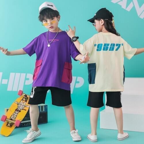 Ballroom Dancing Costumes Dancewear Hip Hop Kids Jazz Dance Costumes for Girls Boys Competition Show Clothes Fashion Street Wear