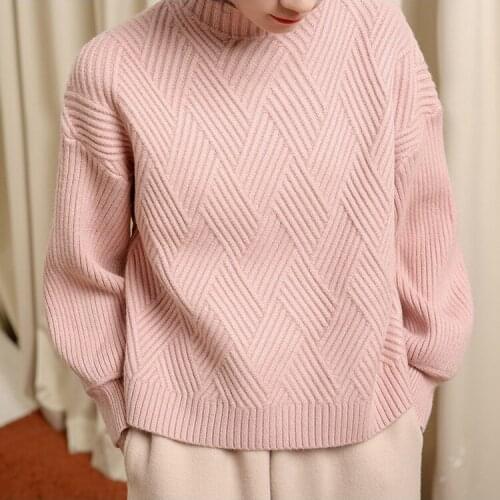 2020 Hot Women Winter Autumn Oversized Knitted Cashmere Sweater Lantern Sleeve Basic Thicken Pullovers Long Sleeves Simplicity