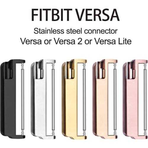 2PCS Metal Connector Adapter for Fitbit Versa Stainless Steel Adapter for Fitbit Versa2/Lite Bracelet Watch Strap Accessories