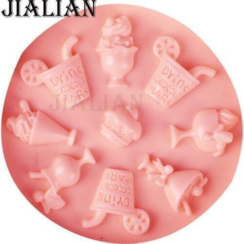 Mini drinks chocolate Party cake decorating tools DIY baking fondant silicone mold chocolate sugar art displays T0430