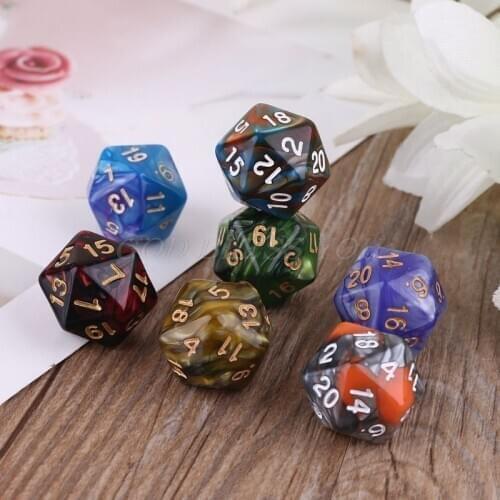 7pcs D20 Polyhedral Muti-sided Dice Numbers Dials Table Board Role Playing Game for Bar Pub Club Party Drop Shipping