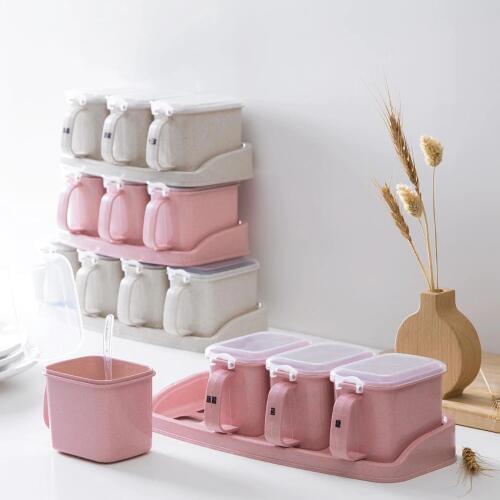 Spice box set household kitchen supplies plastic seasoning jar set seasoning bottle salt cans sugar bowl
