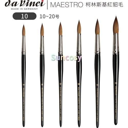 Da Vinci Watercolor Series 10 Maestro Paint Brush, European Style Shaping with An Extra-sharp Point ,Round Kolinsky Red Sable
