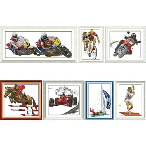 Joy Sunday Cross-Stitch Kits Stamped Sport Competition Printed 11CT 14CT Counted Patterns Crafts Embroidery Needlework Decor Set