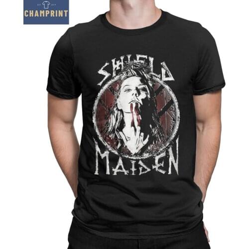 Novelty Vikings Lagertha Shield Maiden T-Shirts for Men Crewneck 100% Cotton T Shirts Short Sleeve Tee Shirt Adult Clothes