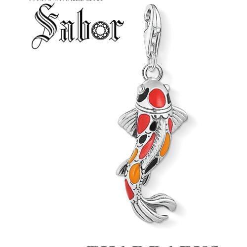 Colorful Koi Fish Charm European Style Jewelry DIY Trendy Gift Silver color plated Fit Bracelet Super Deals thomas