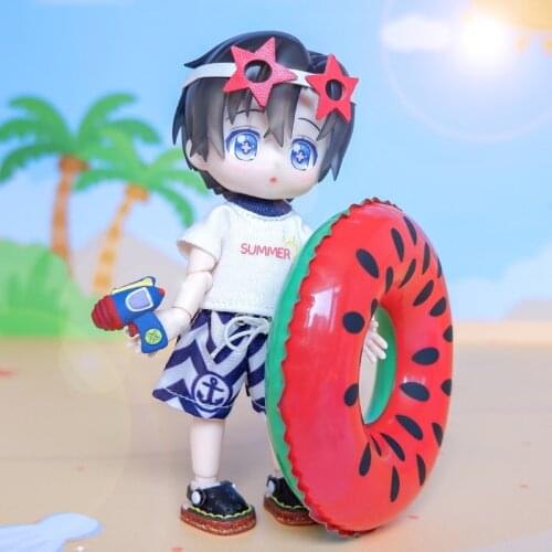 OB11 Clothes Beach Pants Swimsuit Shorts T-shirt Lifebuoy Set for Molly, GSC, YMY, Obitsu11, 1/12bjd Doll Accessories Toys