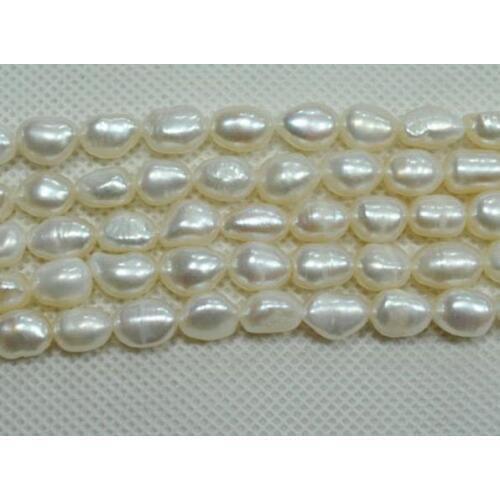 Wholesale Loose Pearl Jewellery,AAA 7-8MM Top Quality Rice Baroque Beads White Color Natural Freshwater Pearl Jewellery
