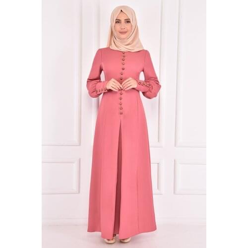 Düğmeli Elbise Somon ASM21510